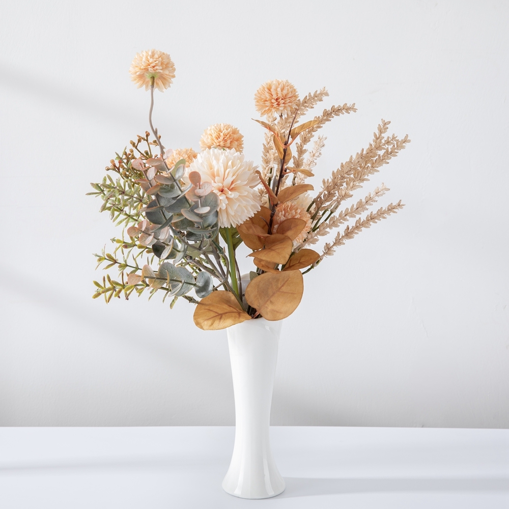 CF01221 Hot Selling Artificial Flower Bouquet Fabric Champagne Dandelion Bunch for Home Party Wedding Decoration