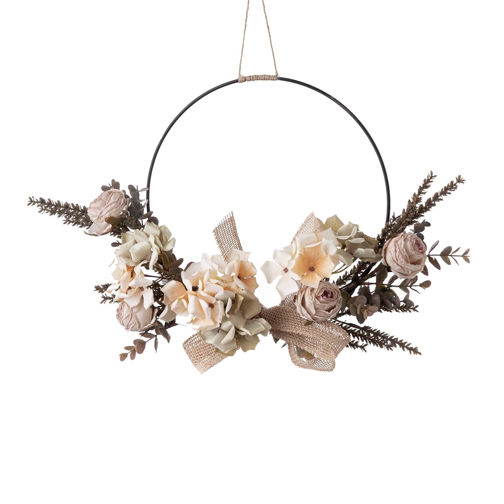 CF01234 High Quality Artificial Flower Champagne Rose Hydrangea Half Garland Wall Hanging for Home Party Wedding Wall Decor