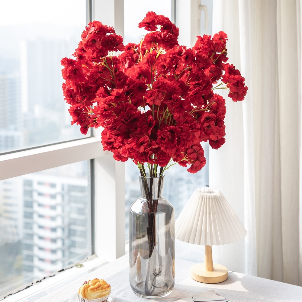 MW06740 Popular Artificial Flower White Fabric Cherry Blossom For Party Decoration