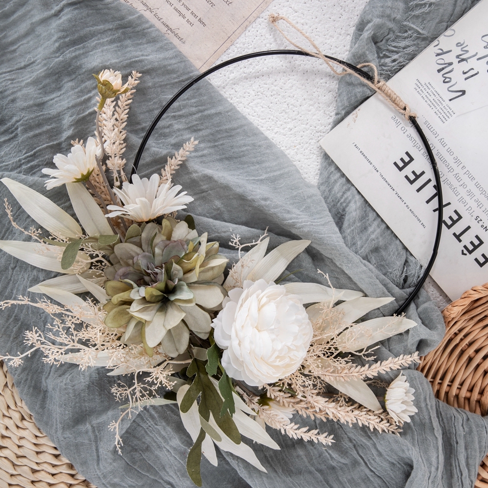 CF01205 New Design Artificial Dahlia Camellia Chrysanthemum Half Wreath for Flower Wall Backdrop