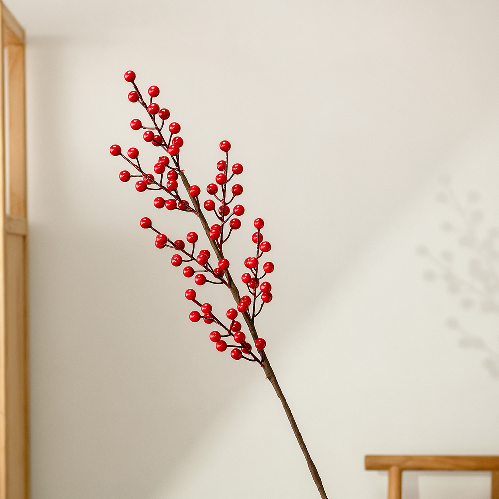 MW65508 Factory Direct Sale Artificial Fruit Six Fork Red Fruit Foam Fruit For Flower Wall Backdrop