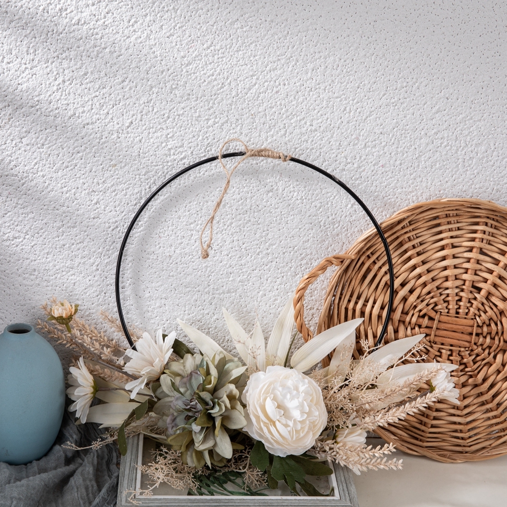 CF01205 New Design Artificial Dahlia Camellia Chrysanthemum Half Wreath for Flower Wall Backdrop