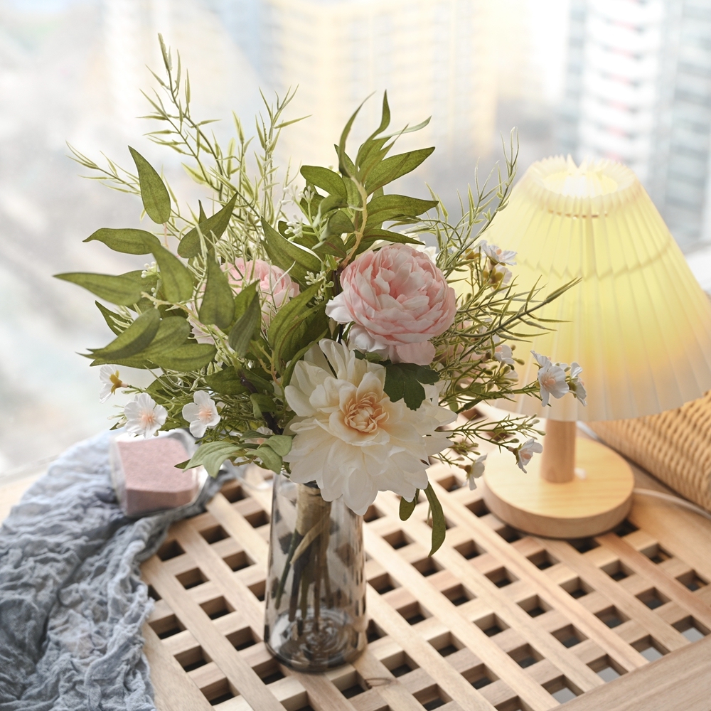 CF01066 Artificial Dahlia Roses Bouquet New Design Garden Wedding Decoration Bridal Bouquet