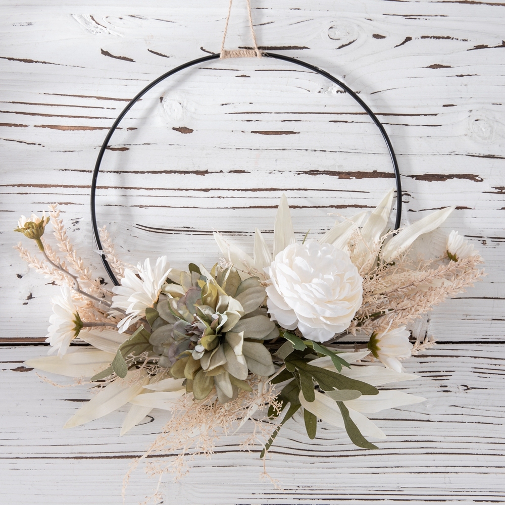 CF01205 New Design Artificial Dahlia Camellia Chrysanthemum Half Wreath for Flower Wall Backdrop