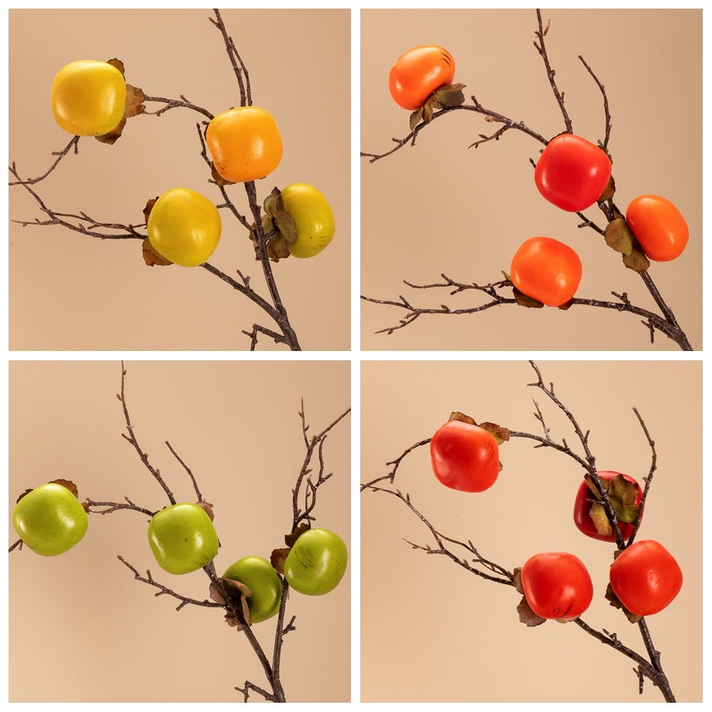 MW10890 Popular artificial flower berry Artificial Fruit Single Stem Foam Persimmon For Decorative Flower