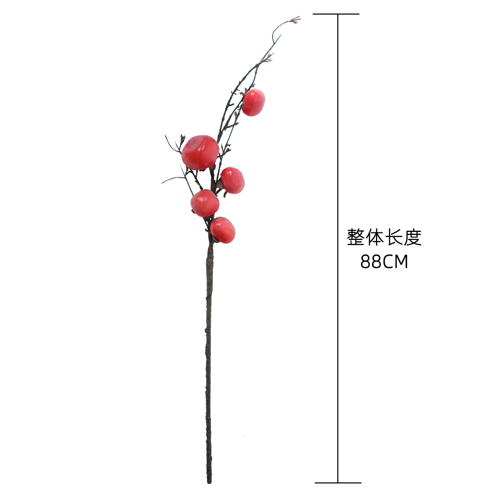 MW25582 Artificial Flowers Foam Fruit 5 heads persimmon branches Holiday Decoration Wholesale in Bulk for event christmas