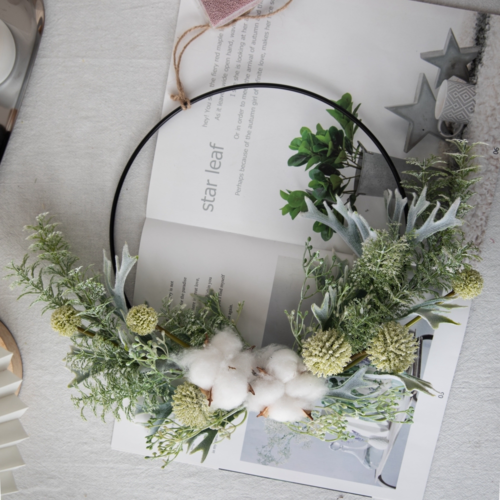 CF01122 High Quality Artificial Flower wreath Cotton Thorn Ball Wreath Plastic For Wedding Centerpieces