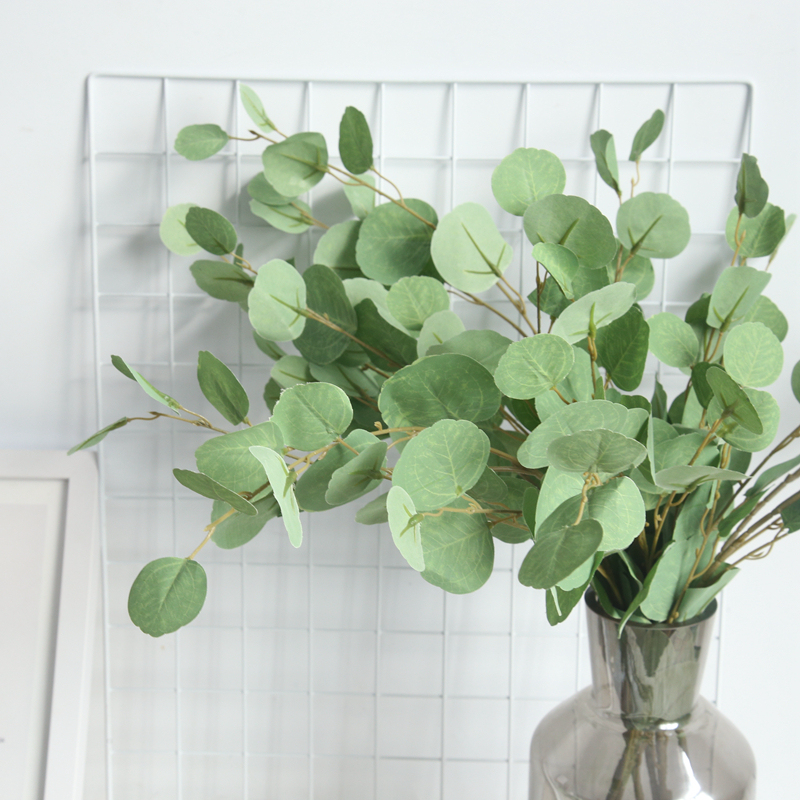 MW19988 Artificial Silk Silver Dollar Dried Eucalyptus Leaves Stem/Branch/Spray For Weeding Decoration