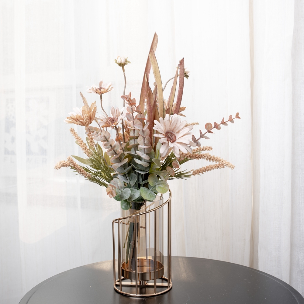 CF01024 Factory Direct Sale Artificial Flower Bouquet Chrysanthemum Eucalyptus Tail Grass For Decorative Flowers and Plants