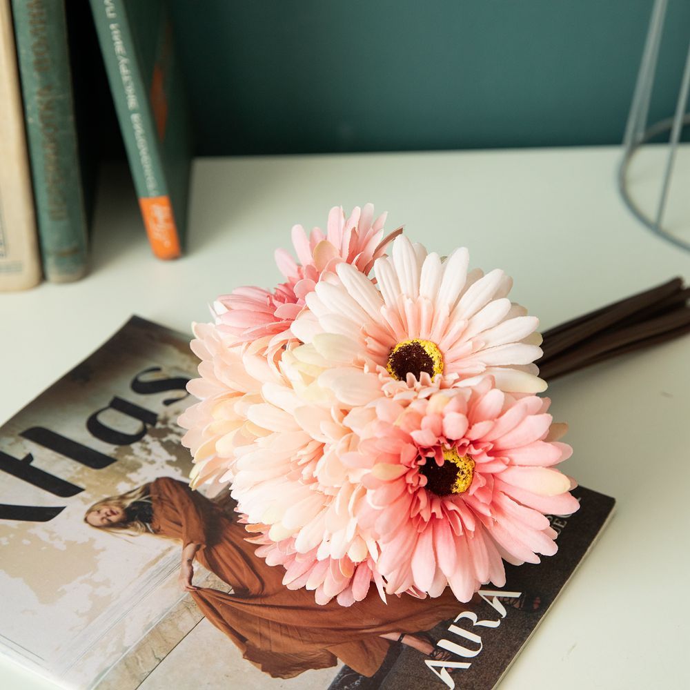 GF16183A Hot Sale Artificial Flower Bouquet Fabric Gerbera Bundle For Flower Wall Backdrop