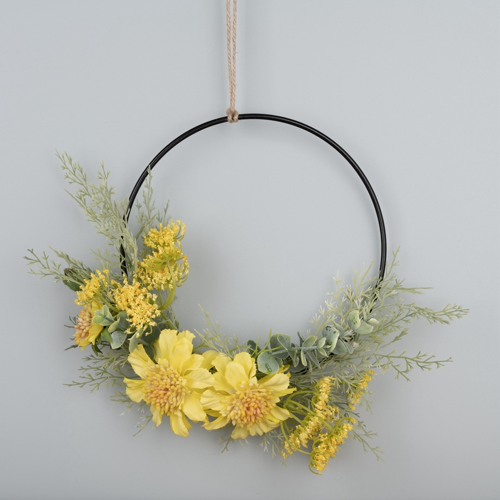 CF01080 Artificial Yellow Pinwheel Orchid Wreath New Design Flower Wall Backdrop