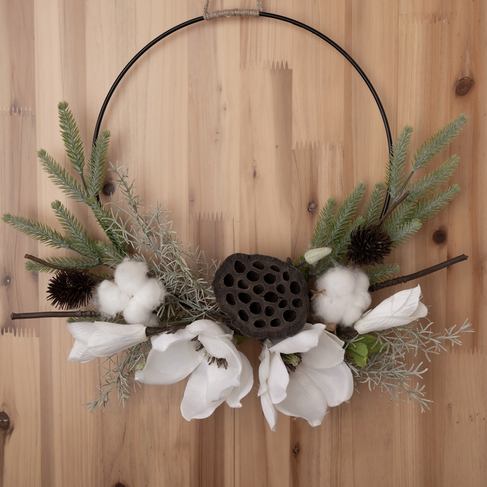 CF01044 Popular Artificial Flower wreath Magnolia pine needle lotus seedpod cotton For Wedding Decoration