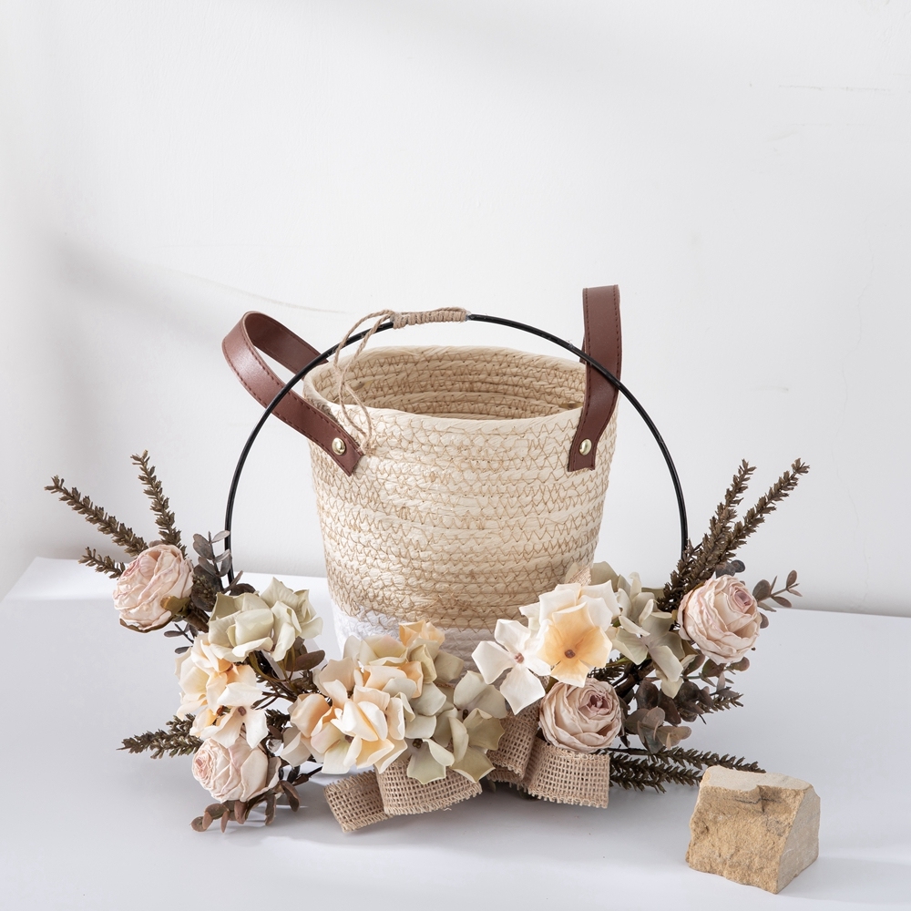 CF01234 High Quality Artificial Flower Champagne Rose Hydrangea Half Garland Wall Hanging for Home Party Wedding Wall Decor