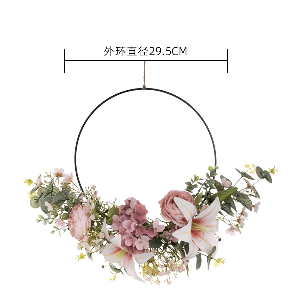 CF01089 Artificial Lily Tea Rose Wreath New Design Flower Wall Backdrop