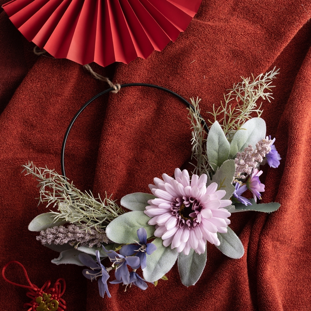 CF01096 Artificial Flower wreath Gerbera Wild Chrysanthemum Freesia Hot Selling Wedding Supplies