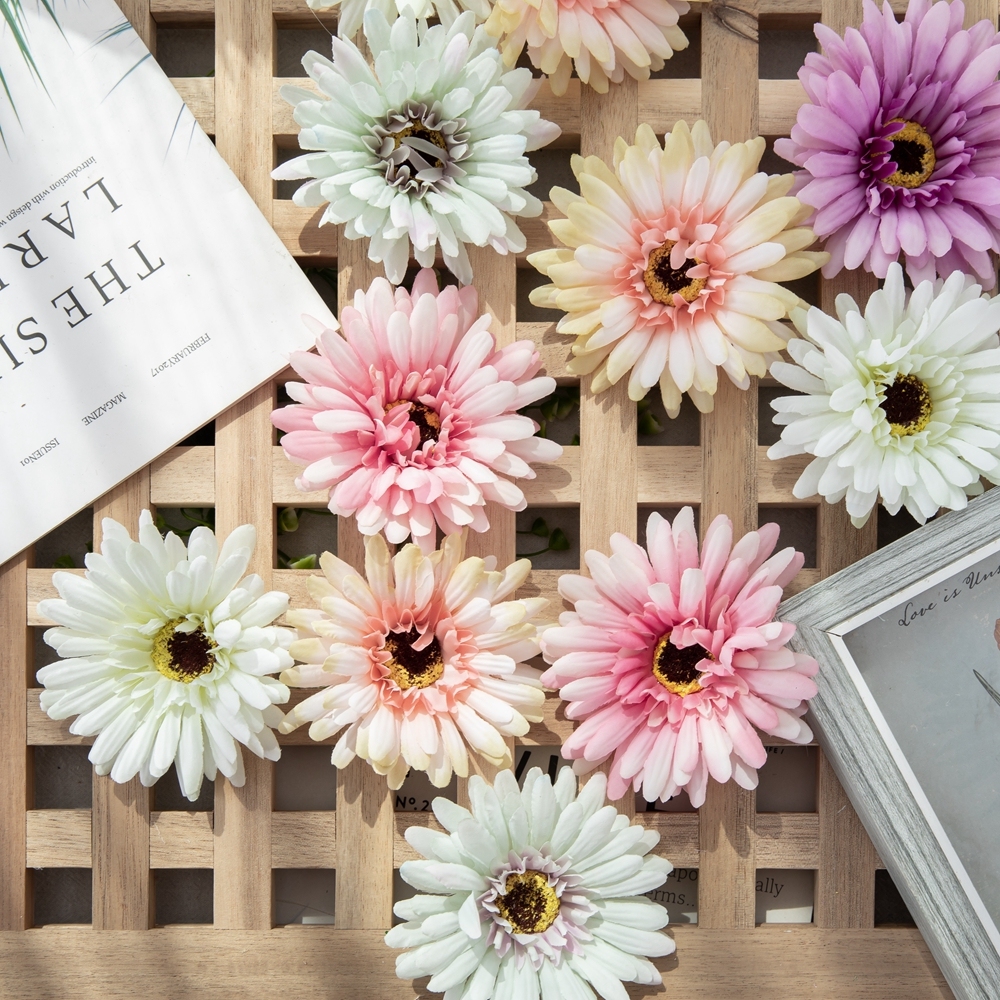 DY1-3338 High Quality Flor Artificial Silk Flower Gerbera Head Daisy Head For Christmas Decoration