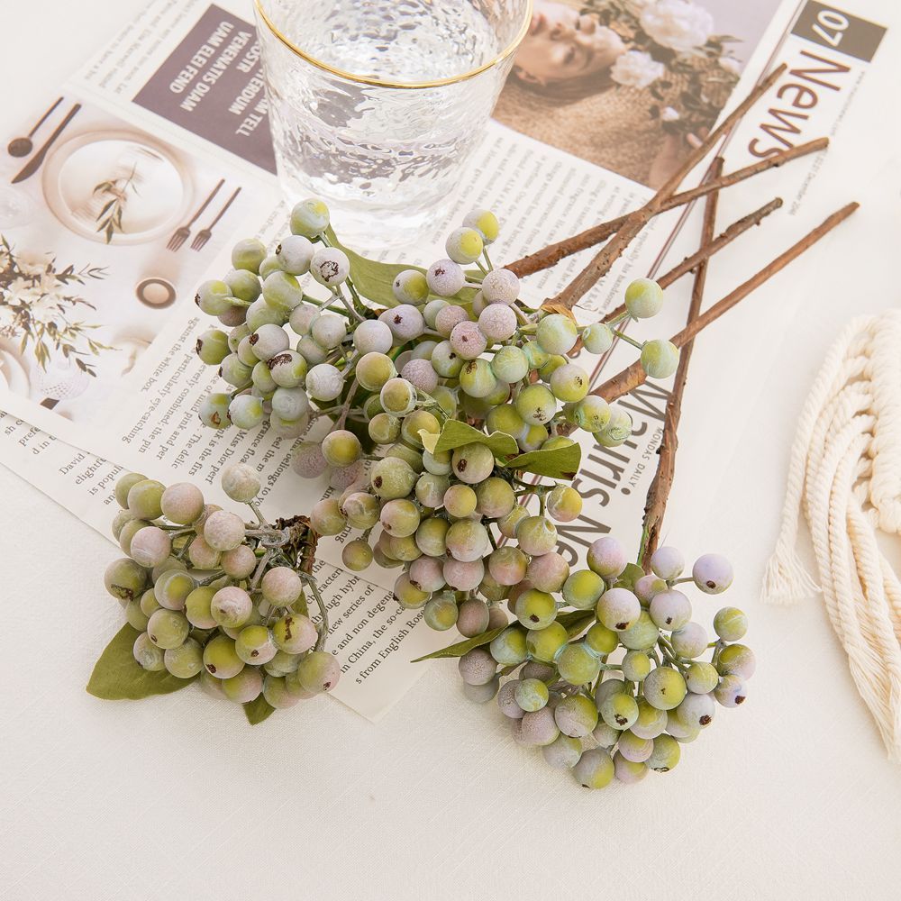 GF13645-1 Realistic Foam artificial stem berry Picks Berries decoration For Christmas Decoration