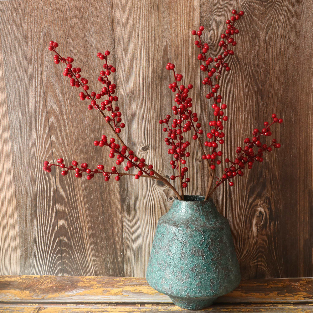 MW61201 Artificial Decorative Red Berry Long Stem Handmade Stem Christmas Berry Blossom Branch Christmas Artificial Berry Fruit