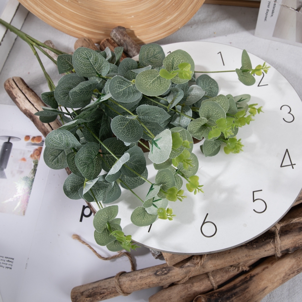 MW16301 Hot Selling Artificial Flower Plant Faux Eucalyptus Leaves Artificial Flower Silk Silver Dollar Eucalyptus Leaf For Gift