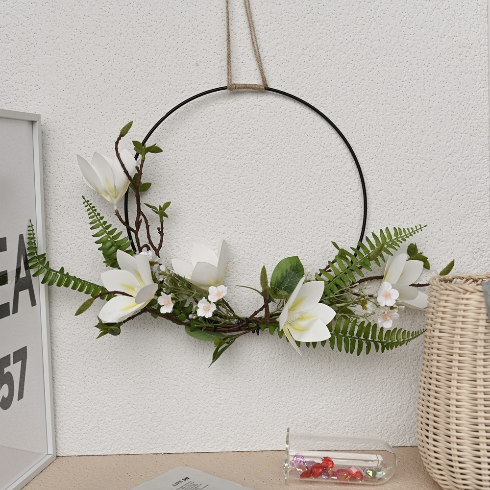 CF01018 Artificial Flower wreath Magnolia Fern Wild Chrysanthemum Hot Selling Wedding Decoration