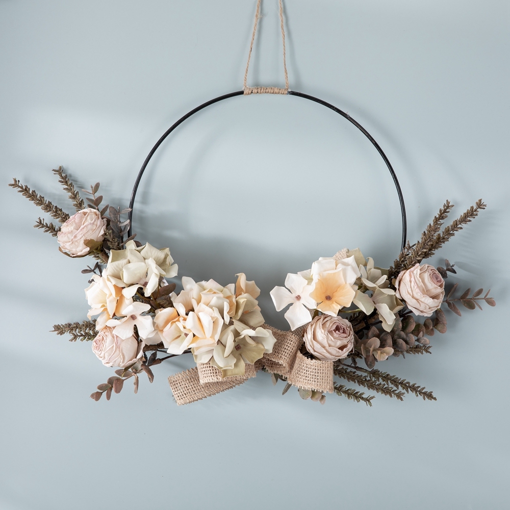 CF01234 High Quality Artificial Flower Champagne Rose Hydrangea Half Garland Wall Hanging for Home Party Wedding Wall Decor