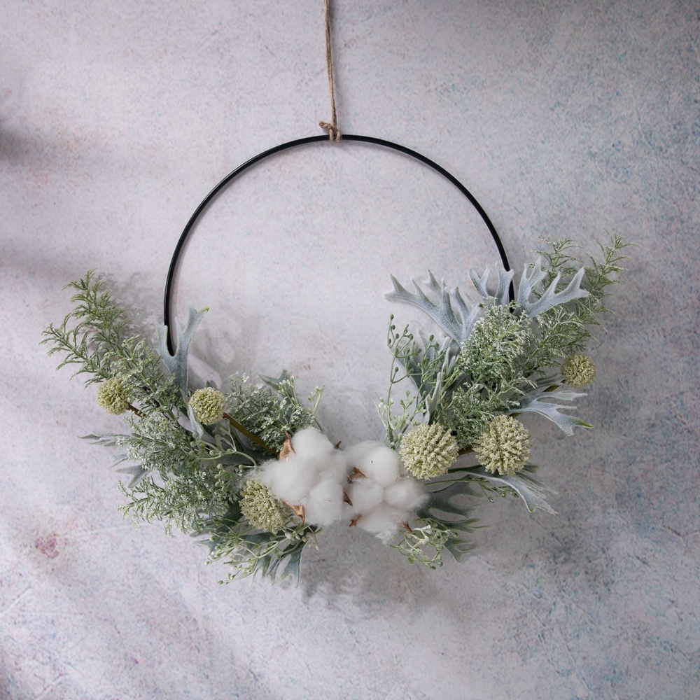 CF01122 High Quality Artificial Flower wreath Cotton Thorn Ball Wreath Plastic For Wedding Centerpieces