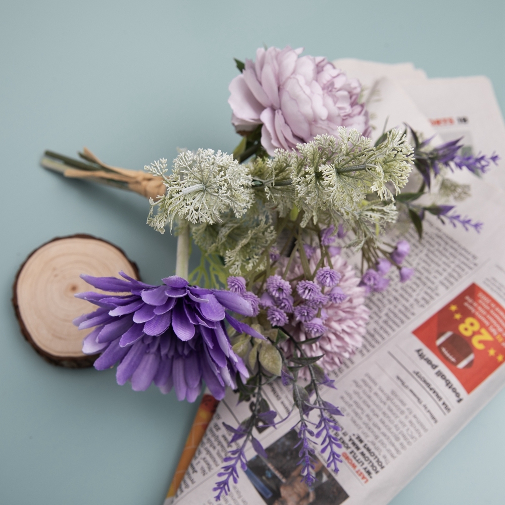 CF01108 Artificial Flower Bouquet Gerbera Tea Rose Dandelion New Design Wedding Supplies