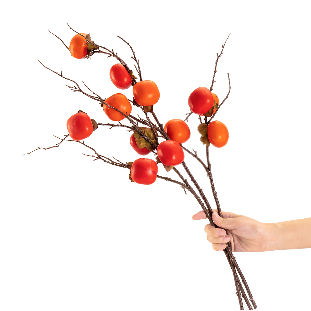 MW10890 Popular artificial flower berry Artificial Fruit Single Stem Foam Persimmon For Decorative Flower