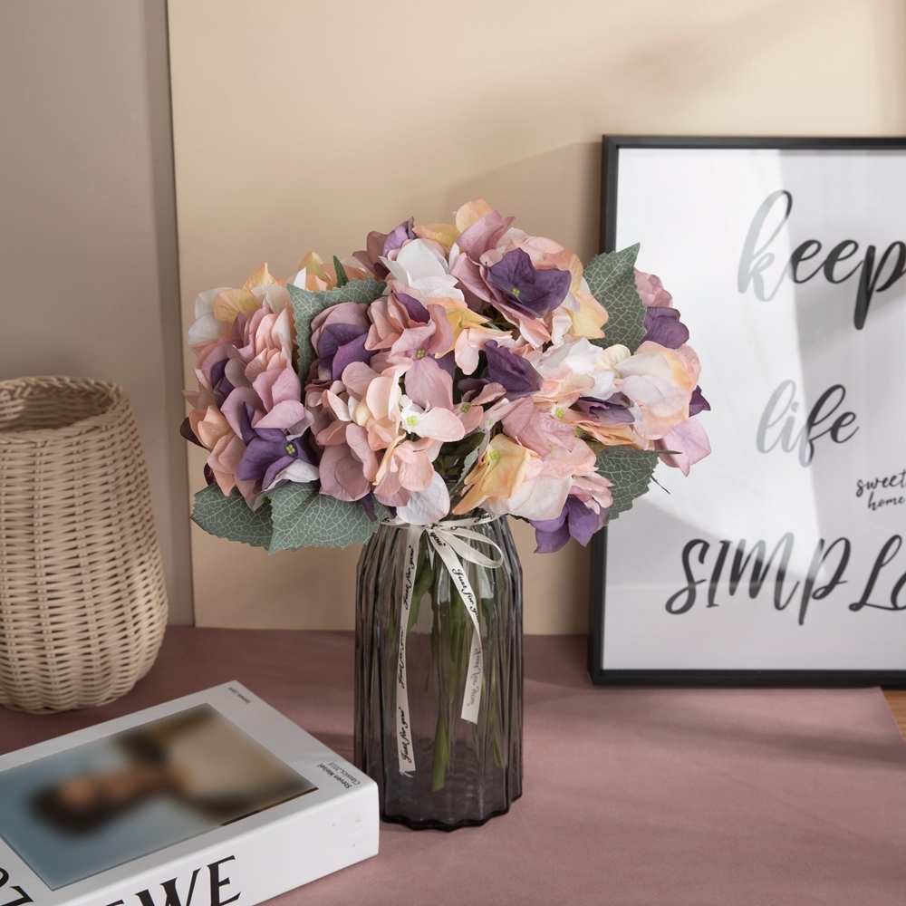 DY1-554A Artificial Flower Silk Hydrangea Stem Flower Arrangement Wedding Decoration