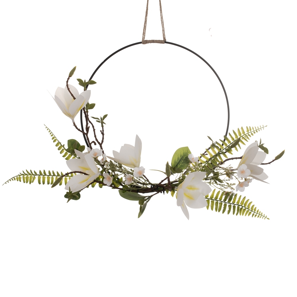 CF01018 Artificial Flower wreath Magnolia Fern Wild Chrysanthemum Hot Selling Wedding Decoration