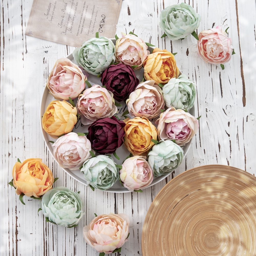 DY1-3339 Popular nature flower peony Artificial Silk Artificial flower head For Decorative Flower