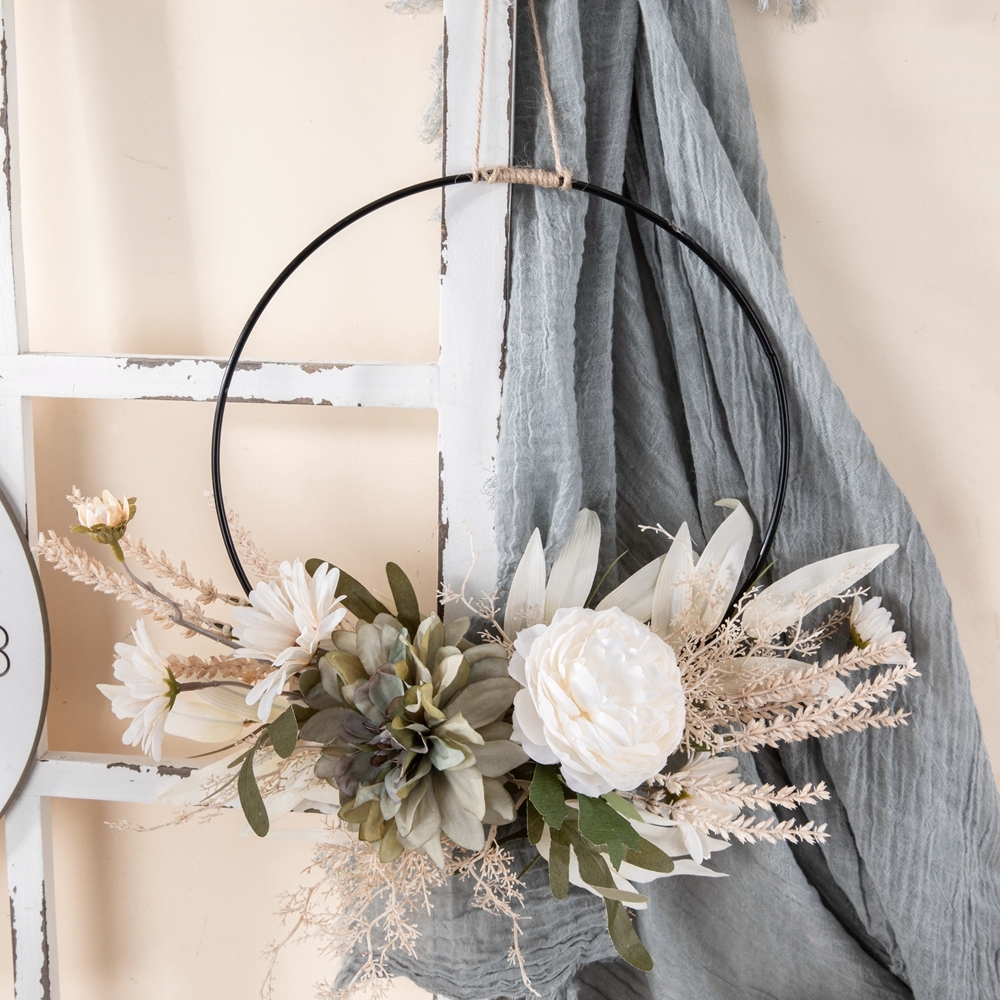 CF01205 New Design Artificial Dahlia Camellia Chrysanthemum Half Wreath for Flower Wall Backdrop