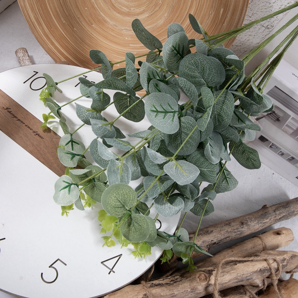 MW16301 Hot Selling Artificial Flower Plant Faux Eucalyptus Leaves Artificial Flower Silk Silver Dollar Eucalyptus Leaf For Gift