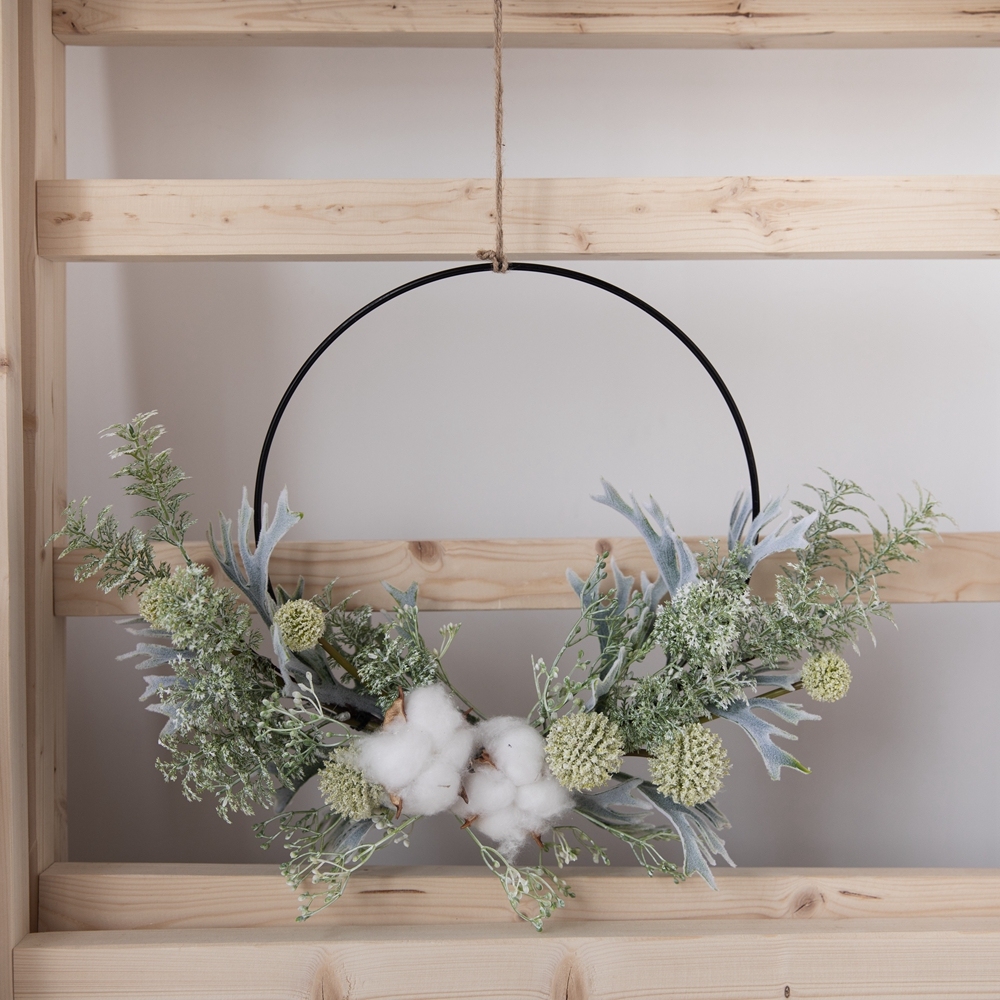 CF01122 High Quality Artificial Flower wreath Cotton Thorn Ball Wreath Plastic For Wedding Centerpieces