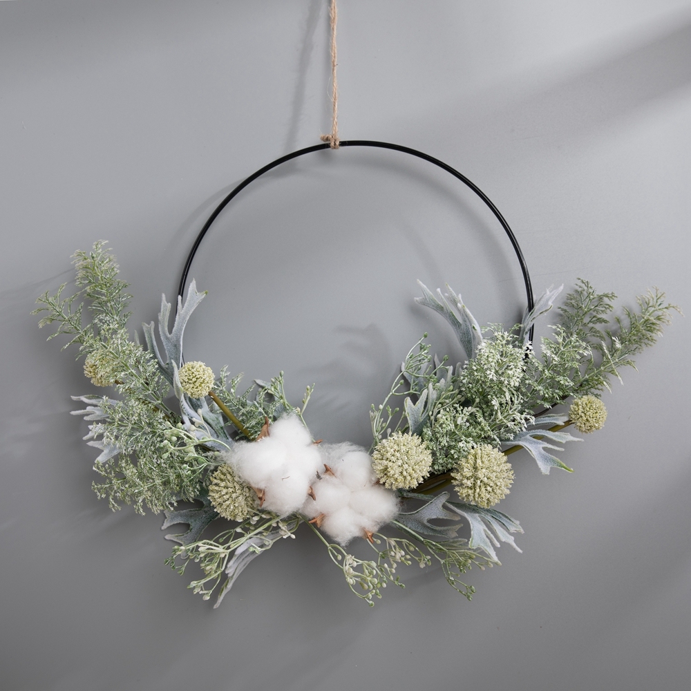 CF01122 High Quality Artificial Flower wreath Cotton Thorn Ball Wreath Plastic For Wedding Centerpieces