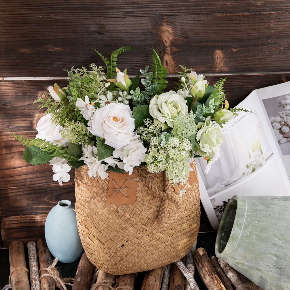 CF01180 Artificial Rose Hydrangea Wild Chrysanthemum Bouquet New Design Wedding Centerpieces