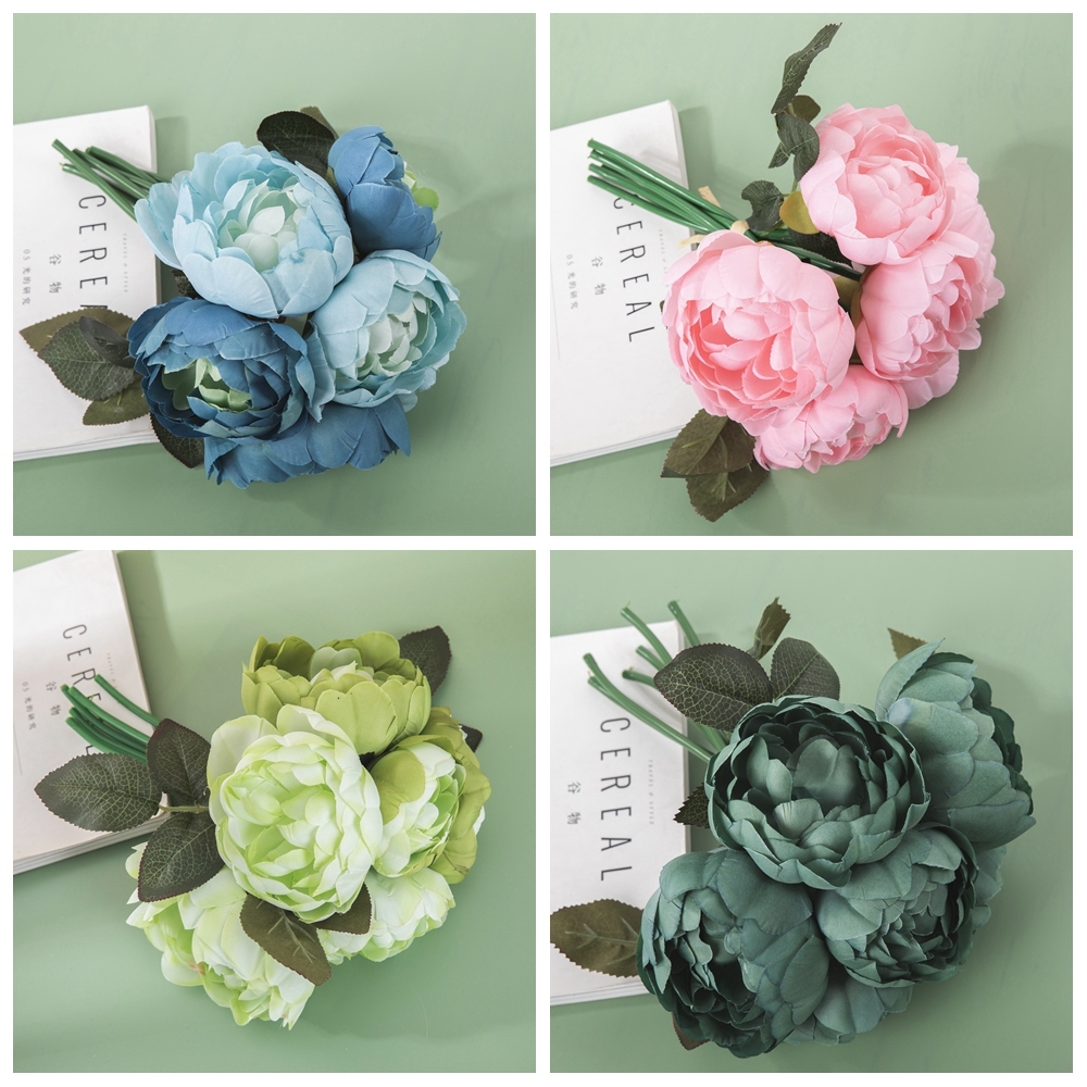 MW12001 Cheap Artificial Flower Bouquet Artificial Flower Pinking Rose Flower Arrangement For Bridal Bouquet