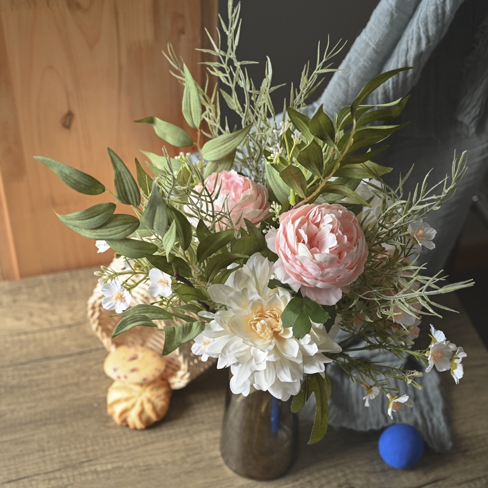 CF01066 Artificial Dahlia Roses Bouquet New Design Garden Wedding Decoration Bridal Bouquet
