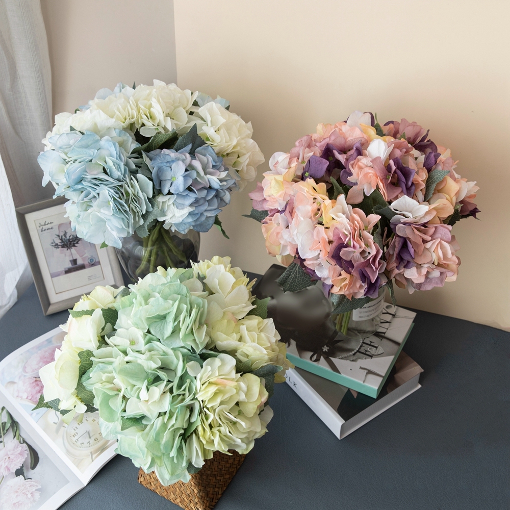 DY1-554A Artificial Flower Silk Hydrangea Stem Flower Arrangement Wedding Decoration