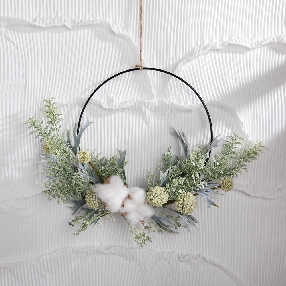 CF01122 High Quality Artificial Flower wreath Cotton Thorn Ball Wreath Plastic For Wedding Centerpieces