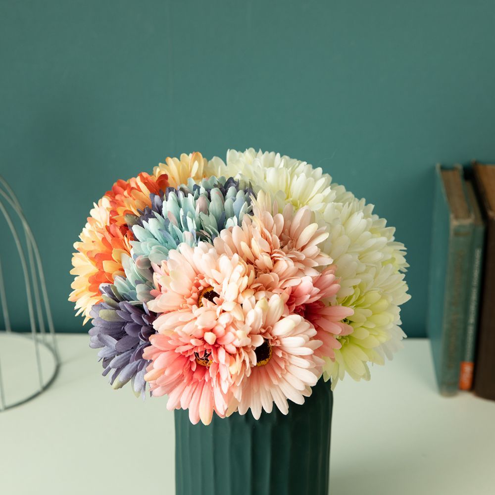 GF16183A Hot Sale Artificial Flower Bouquet Fabric Gerbera Bundle For Flower Wall Backdrop