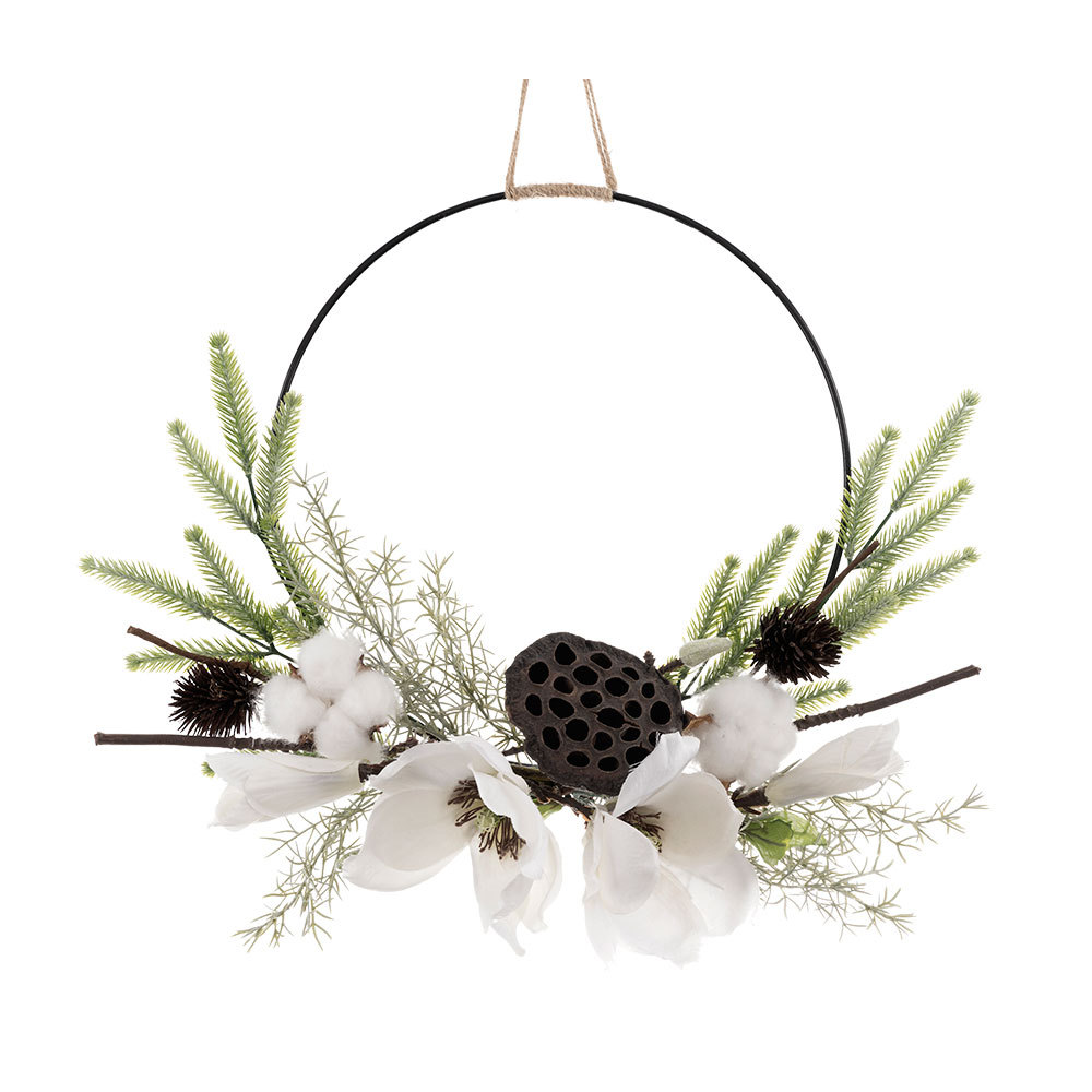 CF01044 Popular Artificial Flower wreath Magnolia pine needle lotus seedpod cotton For Wedding Decoration