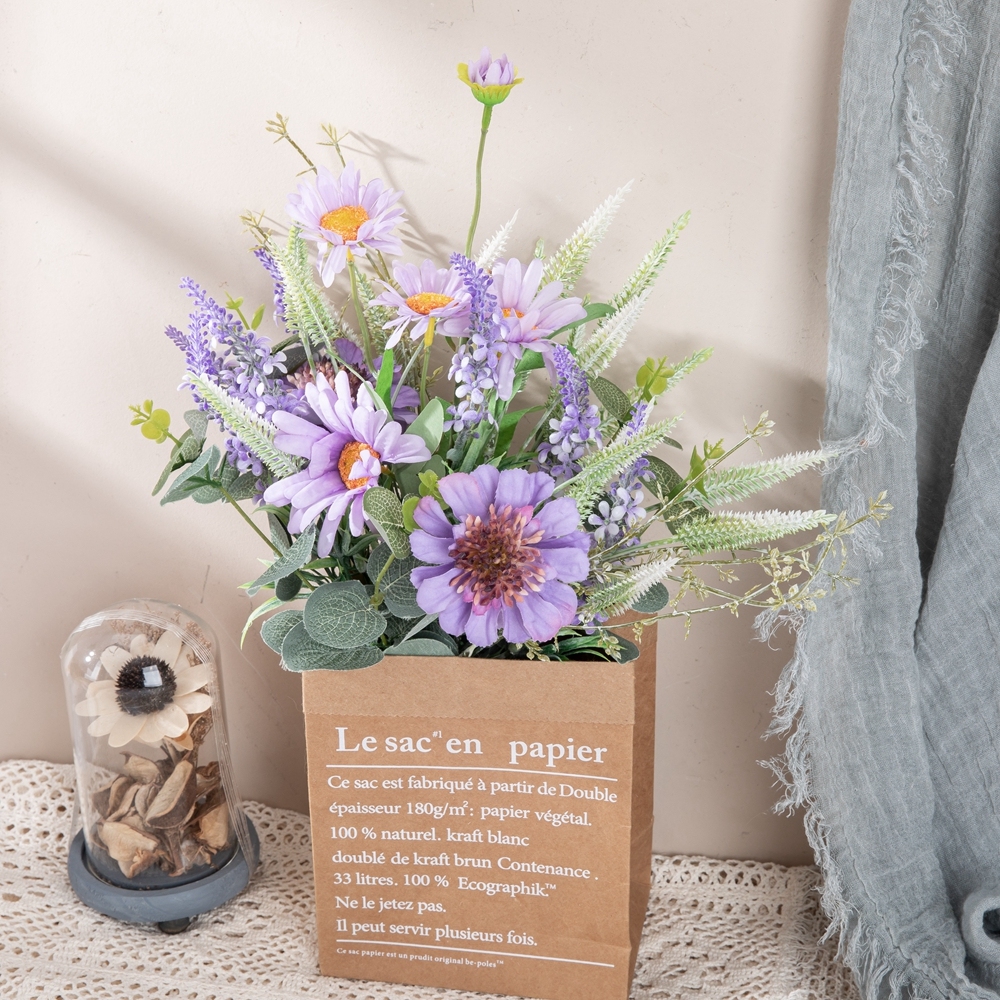 CF01136 New Design Artificial Fabric Purple Pinwheel Orchid Chrysanthemum Bouquet for Wedding Valentine's Day Home Dec