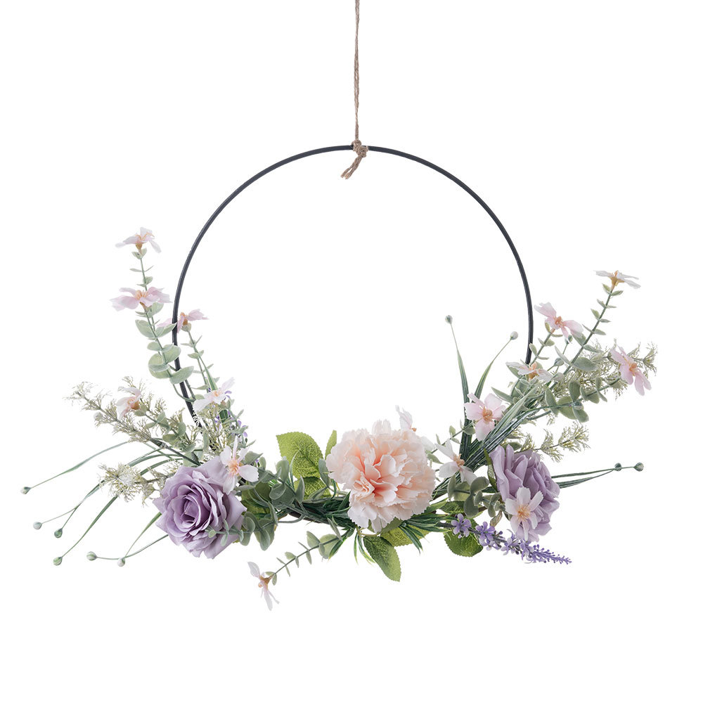 CF01297 Artificial Flower Wreath Carnation Orchid Half Garland Front Door Wall Window and Farmhouse Decor
