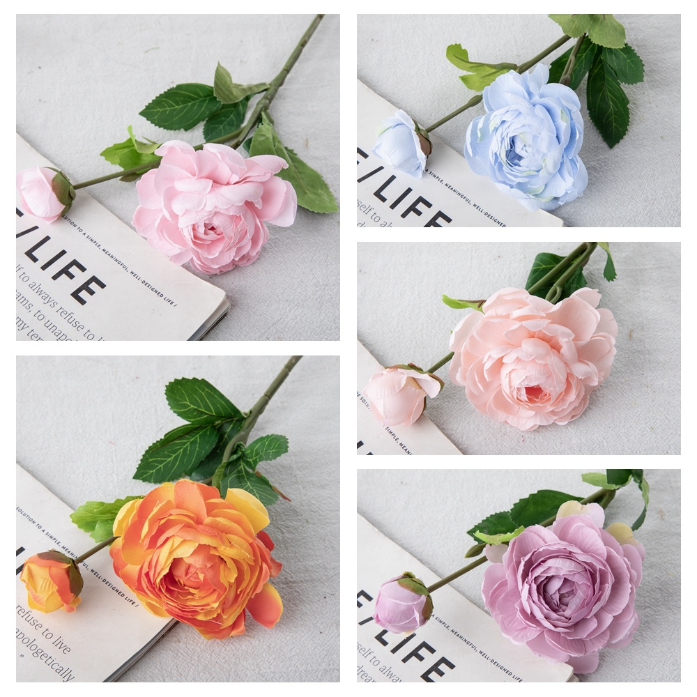 DY1-1881A Factory Direct Sale Artificial Flower Ranunculus Silk Flower Stem For Flower Wall Backdr