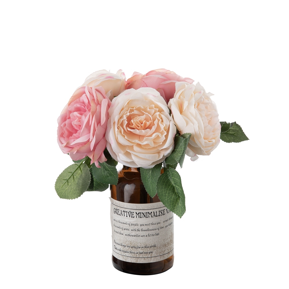 GF13941-5 Factory Direct Sale Artificial Flower Bouquet Five Head Artificial Silk Rose For Flower Wall Backdrop