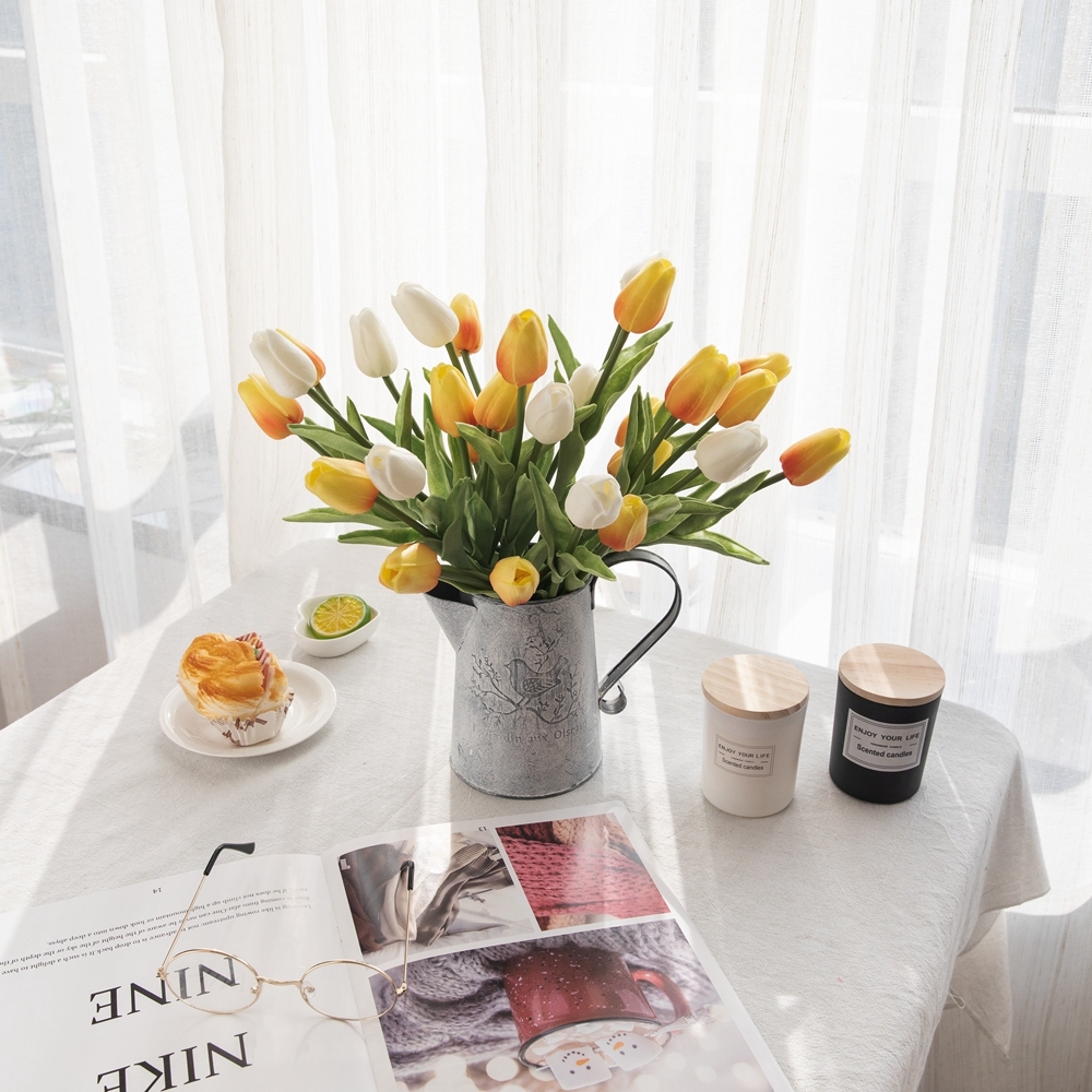 MW01502 Real Touch Tulips PU Artificial Flowers Floral Faux For Arrangement Wedding Party Easter Spring Home Dining Room Office