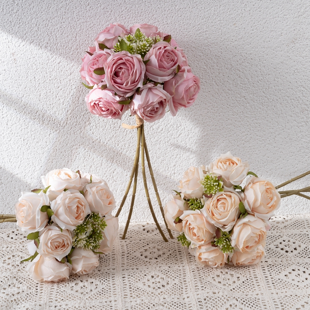 CL04001 Artificial Silk Rose Flower Bouquet 12 heads Lifelike Rose for Wedding Home Party Decoration Event Gift
