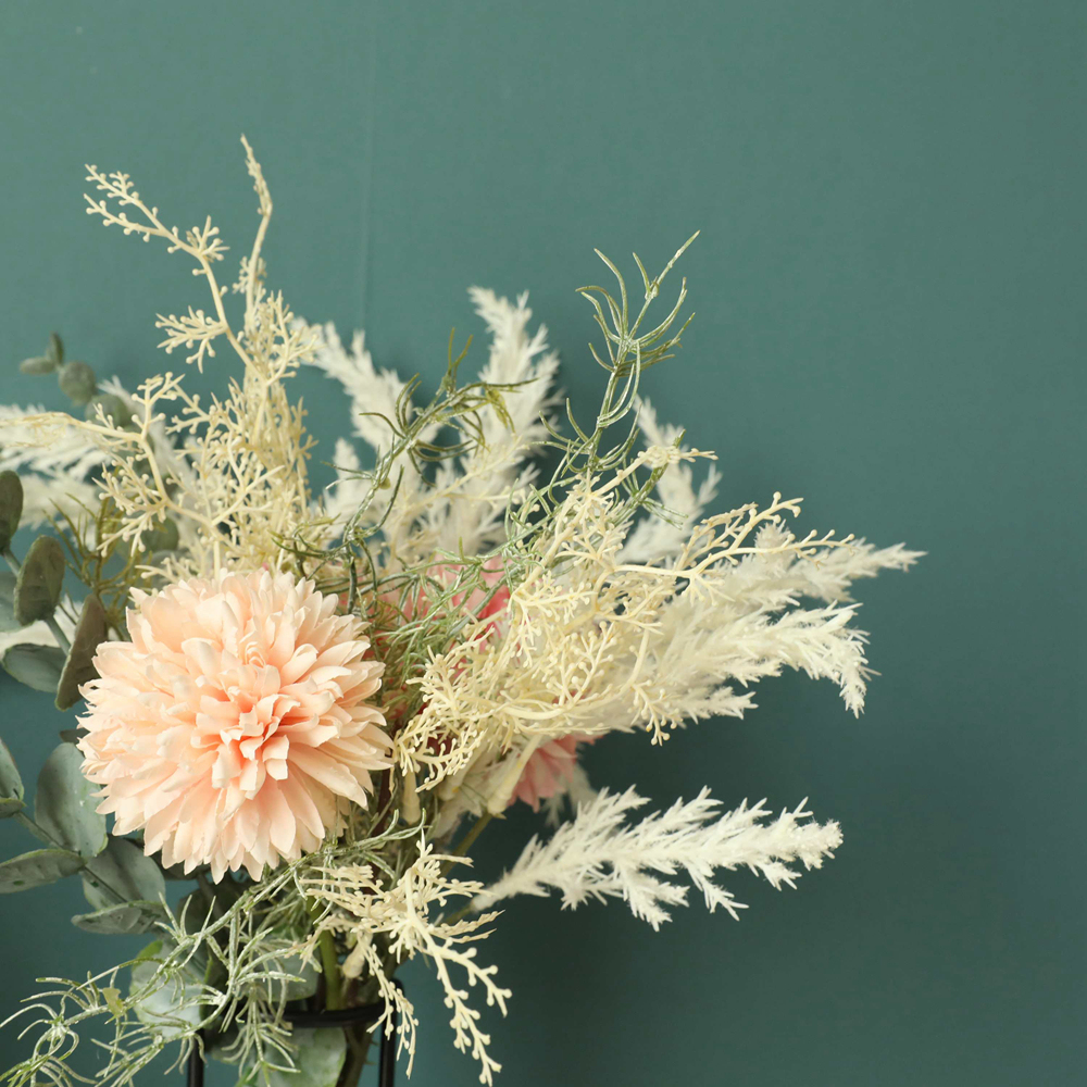 YC1002 Popular Artificial Flower Bouquet Pompom Astible Eucalyptus Artificial Silk Plastic Festive Decorations