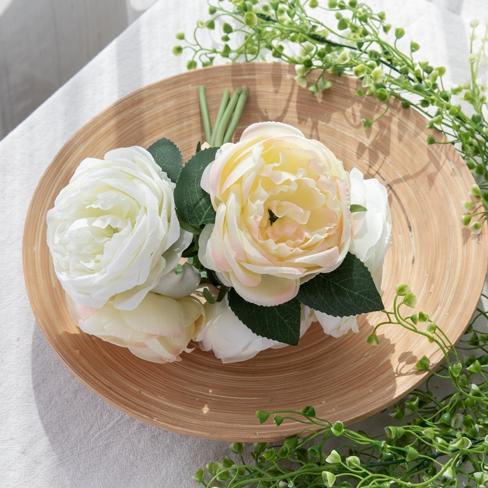 GF13941-5 Factory Direct Sale Artificial Flower Bouquet Five Head Artificial Silk Rose For Flower Wall Backdrop